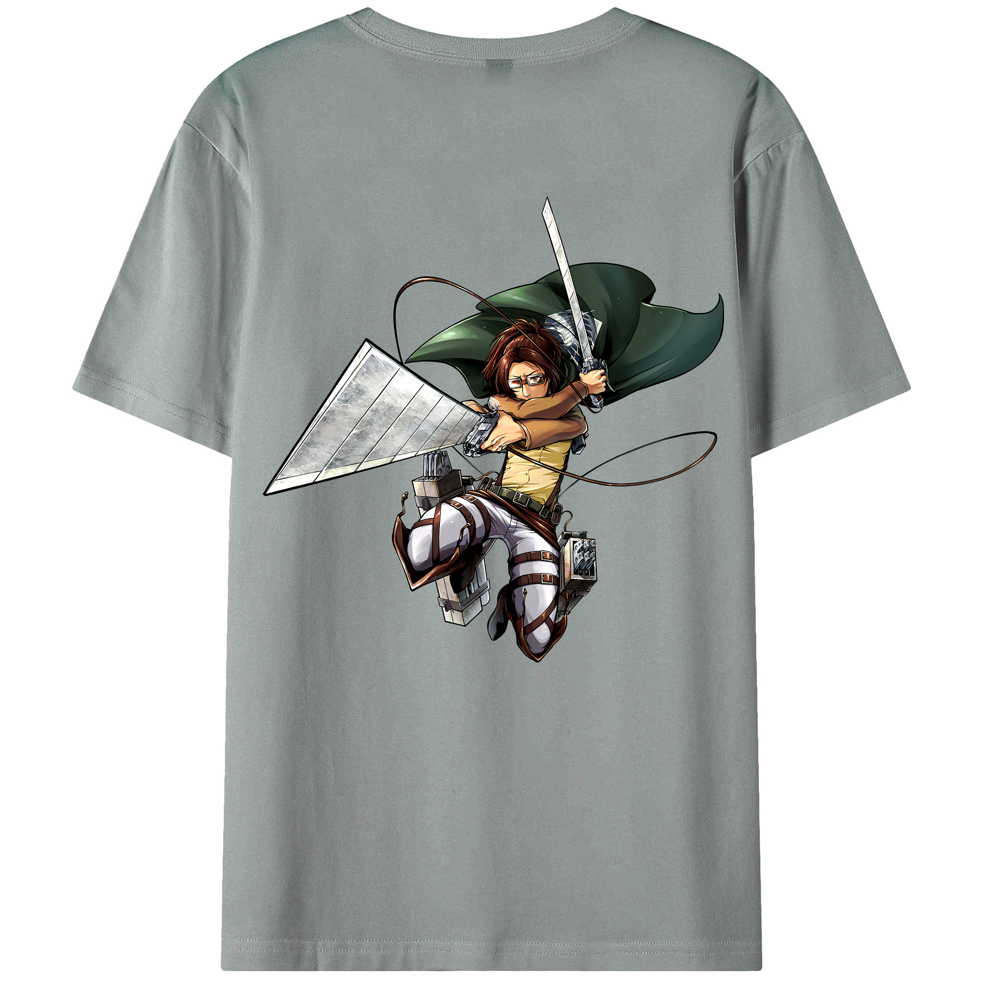 （画像用） 進撃の巨人 ハンジ·ゾエ Attack on Titan Hanji Zoe 綿100％ メンズ半袖Tシャツ（バックプリント） 通気性